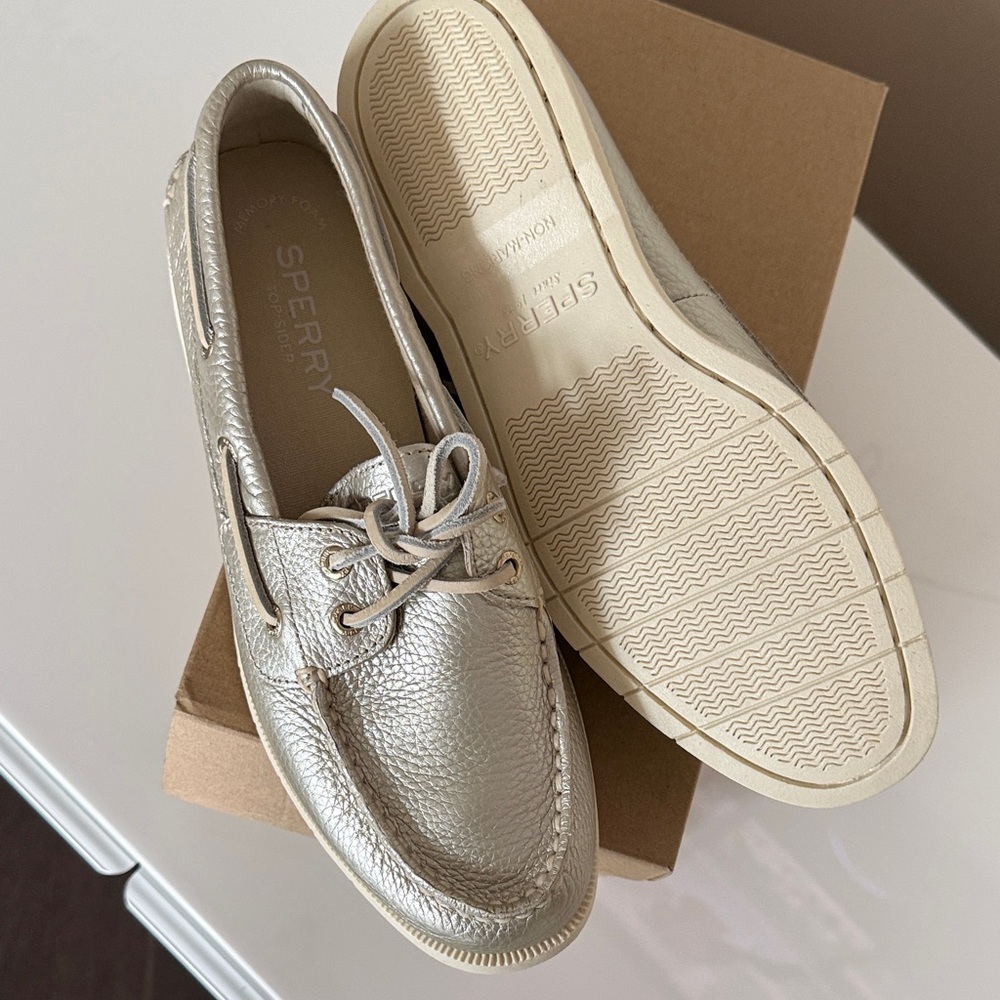 Sperry Metallic Gold/Silver Boat Shoes - Picture 2 of 3